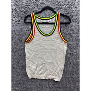 Zankov Angelo Open-Knit Organic Cotton Blend Tank Top Ivory‎ Womens Size M